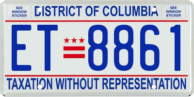 DC license plate ET8861