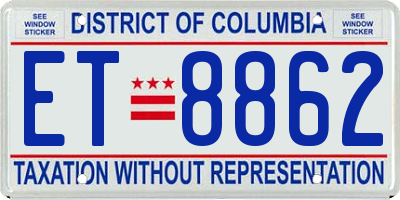 DC license plate ET8862