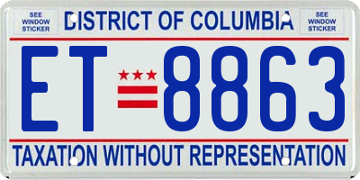 DC license plate ET8863