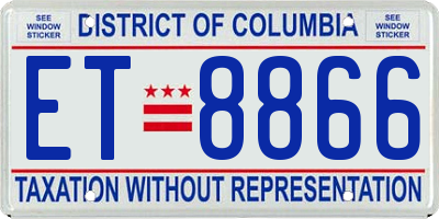 DC license plate ET8866