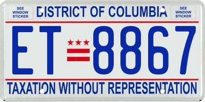 DC license plate ET8867