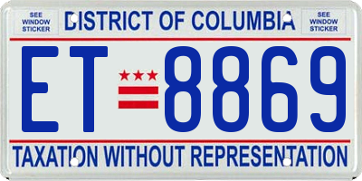 DC license plate ET8869