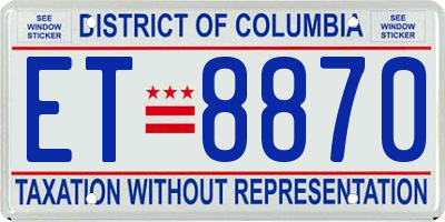 DC license plate ET8870