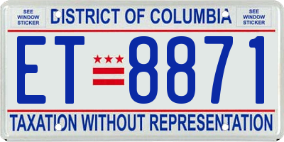 DC license plate ET8871