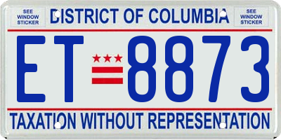 DC license plate ET8873