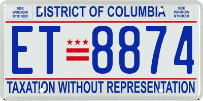 DC license plate ET8874