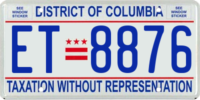 DC license plate ET8876
