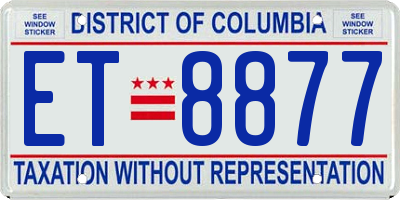 DC license plate ET8877