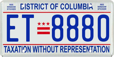 DC license plate ET8880