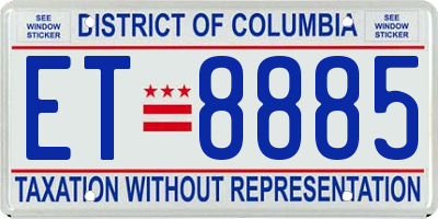 DC license plate ET8885