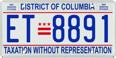 DC license plate ET8891