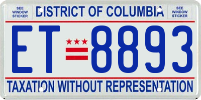 DC license plate ET8893