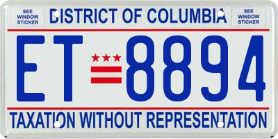DC license plate ET8894