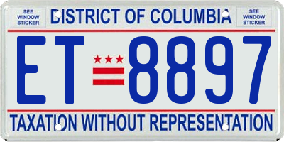 DC license plate ET8897