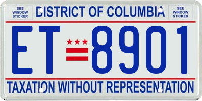 DC license plate ET8901