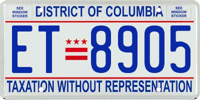 DC license plate ET8905