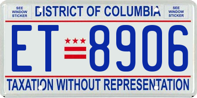 DC license plate ET8906