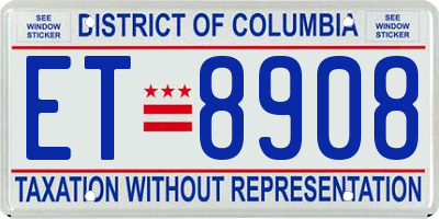 DC license plate ET8908