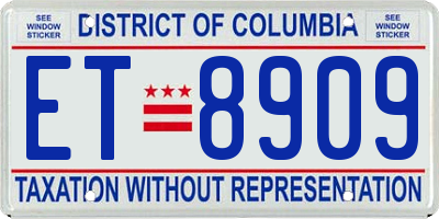 DC license plate ET8909