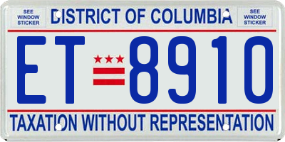 DC license plate ET8910