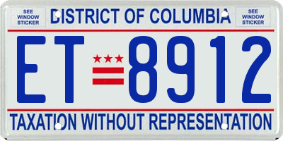 DC license plate ET8912