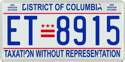 DC license plate ET8915