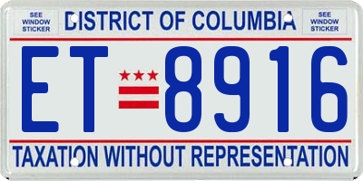 DC license plate ET8916