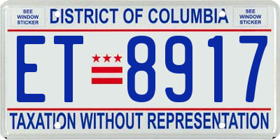 DC license plate ET8917