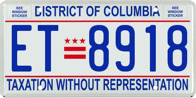 DC license plate ET8918