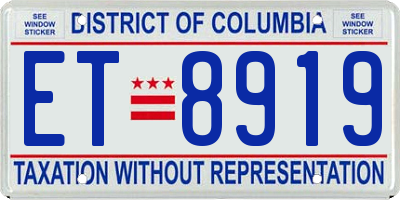 DC license plate ET8919