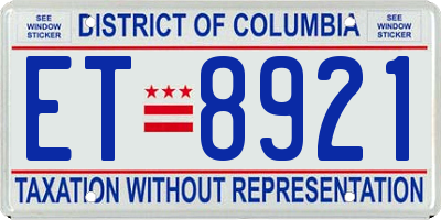 DC license plate ET8921