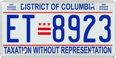DC license plate ET8923
