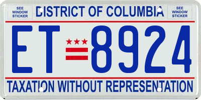DC license plate ET8924