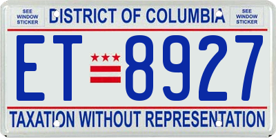 DC license plate ET8927