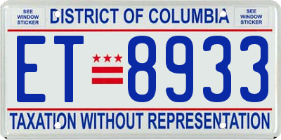 DC license plate ET8933