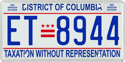 DC license plate ET8944