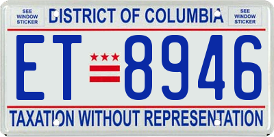 DC license plate ET8946