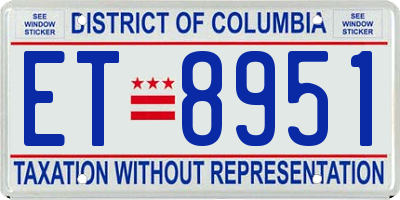 DC license plate ET8951