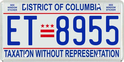 DC license plate ET8955