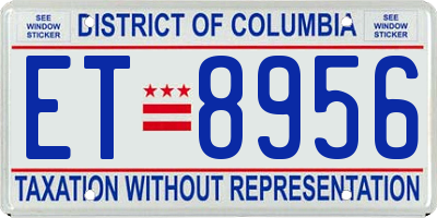 DC license plate ET8956