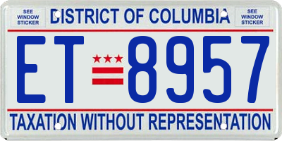 DC license plate ET8957