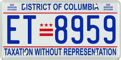 DC license plate ET8959