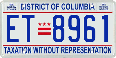 DC license plate ET8961