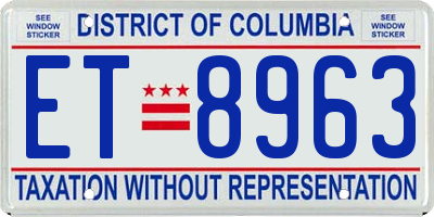 DC license plate ET8963