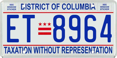 DC license plate ET8964