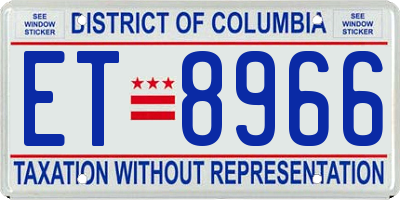 DC license plate ET8966