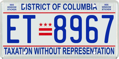 DC license plate ET8967