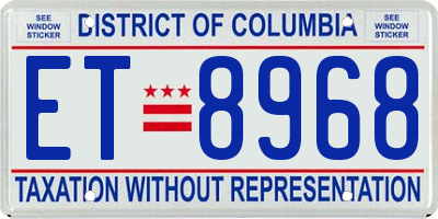 DC license plate ET8968