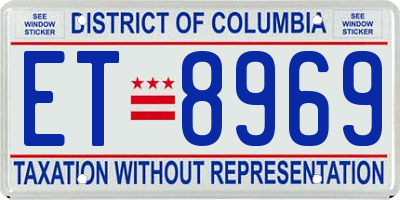 DC license plate ET8969