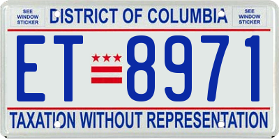 DC license plate ET8971